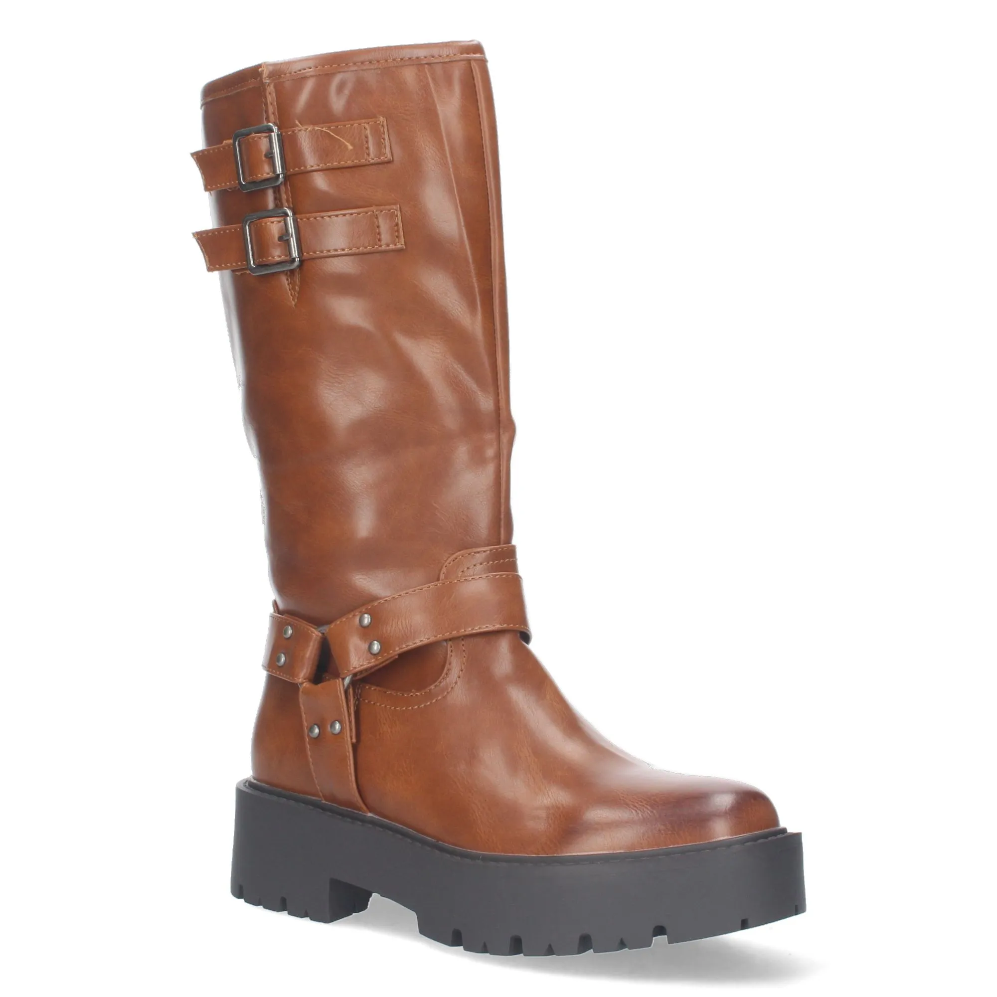 Botas estilo motero biker para mujer color camel YY-80