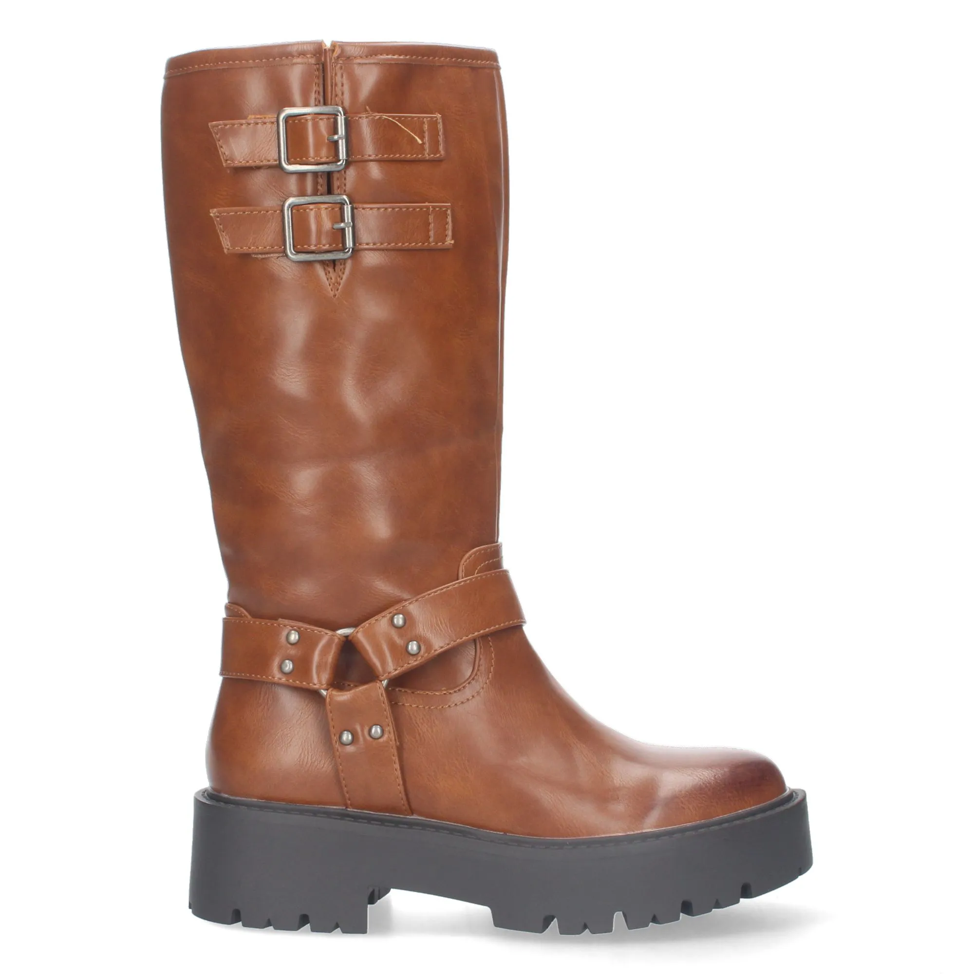 Botas estilo motero biker para mujer color camel YY-80