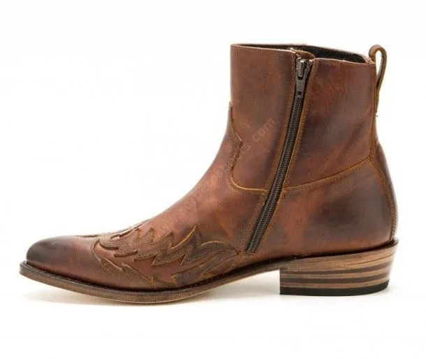Botín vaquero con cremallera para hombre Sendra Boots color coñac 