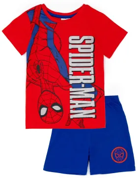 Disney x Marvel Boys Conjunto de pijama de manga corta y pierna corta azul al revés Spider-Man