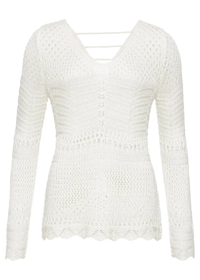 Jersey de punto ajour Blanco