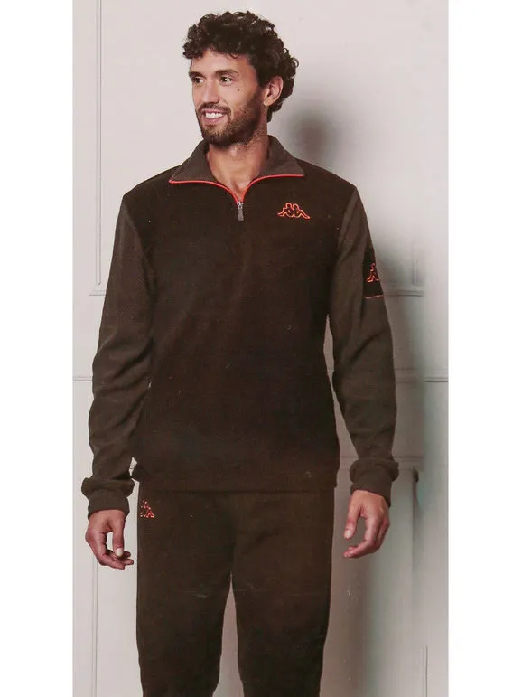 Kappa Pijama de hombre de forro polar con media cremallera