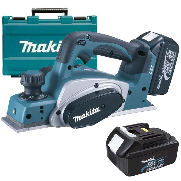 Makita - DKP180RFE - cepillo a batería con 2 baterías, Li-Ion, 18 V, 3 ah, 82 mm, caja de plastico