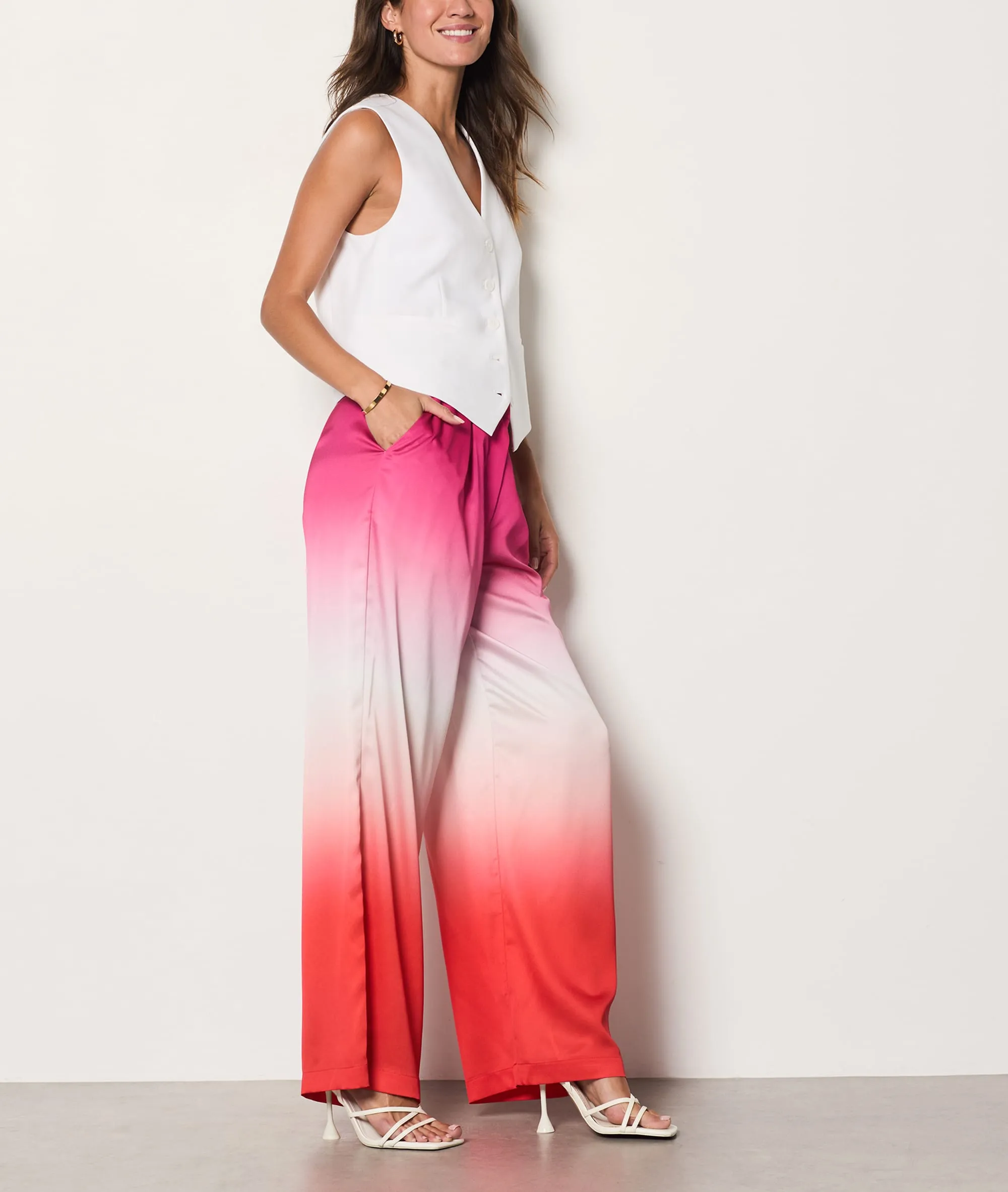Pantalon coupe large tricolore GAIA IMP IMP FOND ROSE - ETAM
