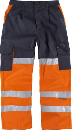 Pantalón combinado alta visibilidad Marino / Naranja