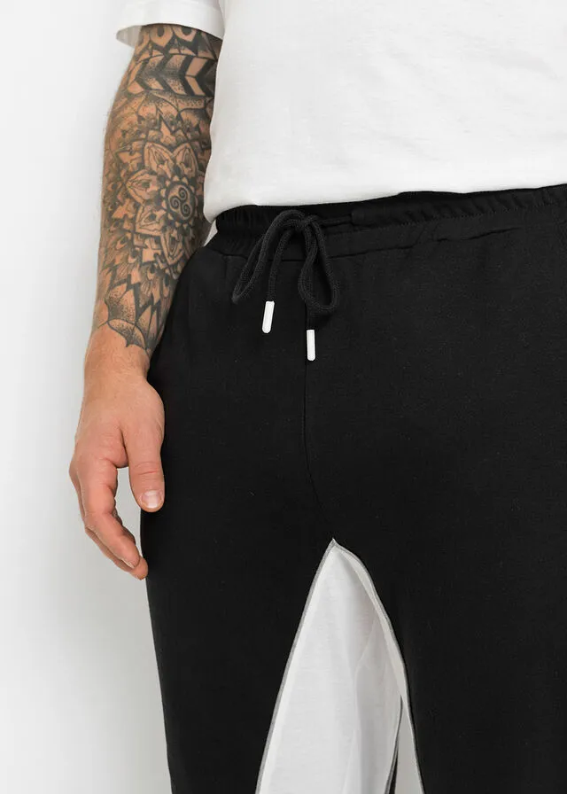 Pantalón de chándal Negro-blanco-gris claro jaspeado