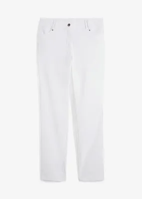 Pantalón elástico de bengalina con cintura cómoda y corte recto Blanco