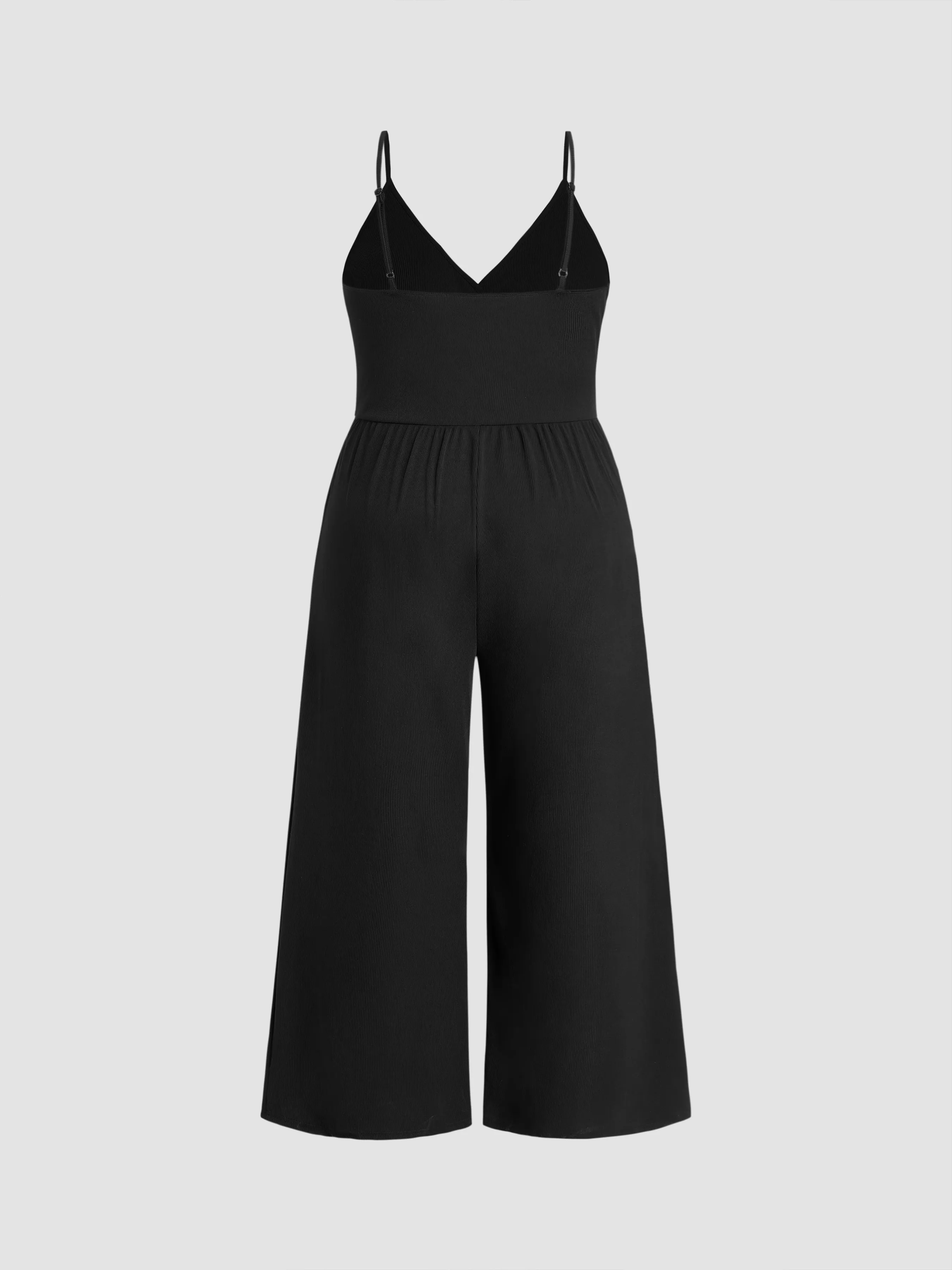 Top de encaje transparente y Mono de pierna ancha con cuello en V Curvy