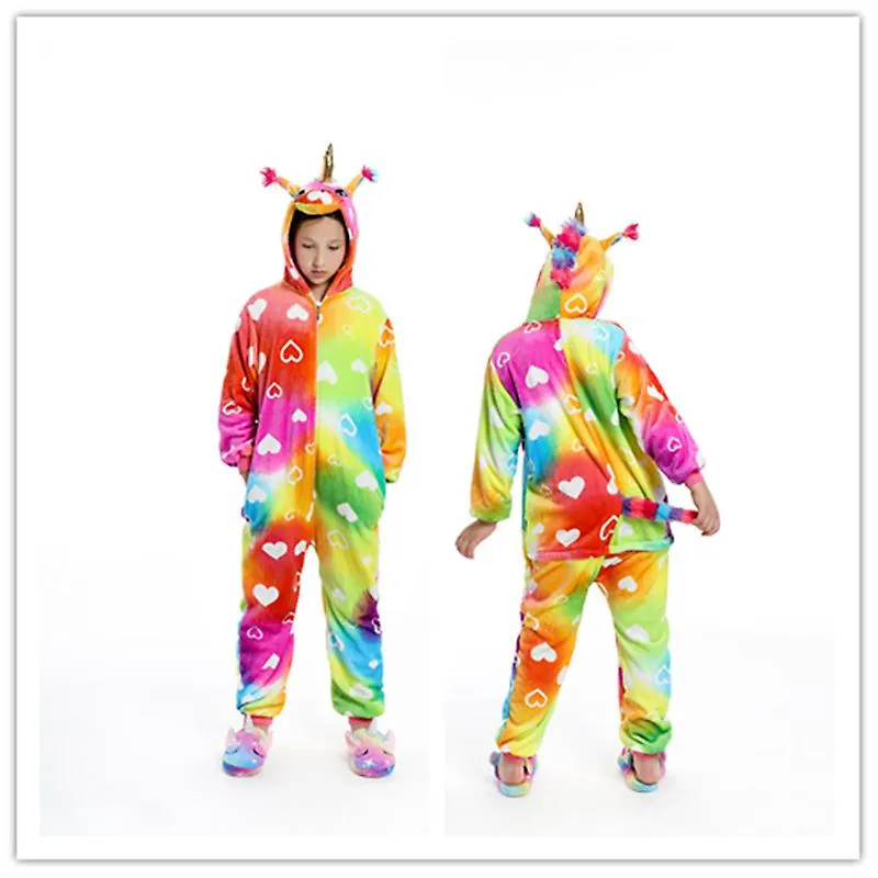 Unisex Niños Animal Personaje Disfraz Pijama Cosplay Amarillo Rainbow Love Pijama
