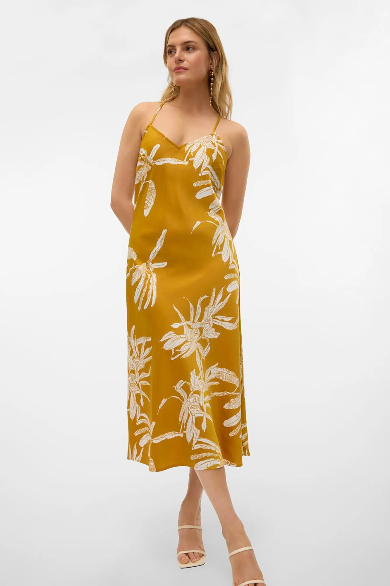 Vero Moda Vestido midI efecto satinado