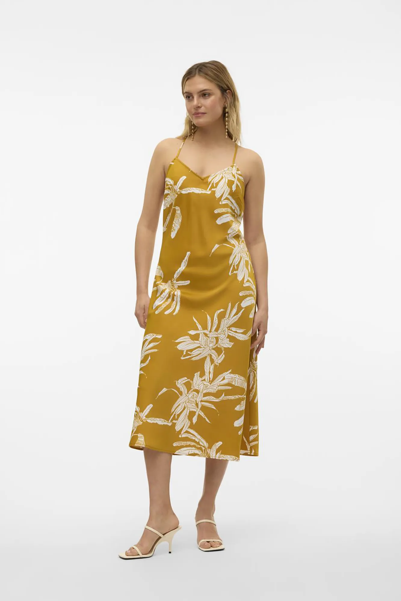 Vero Moda Vestido midI efecto satinado