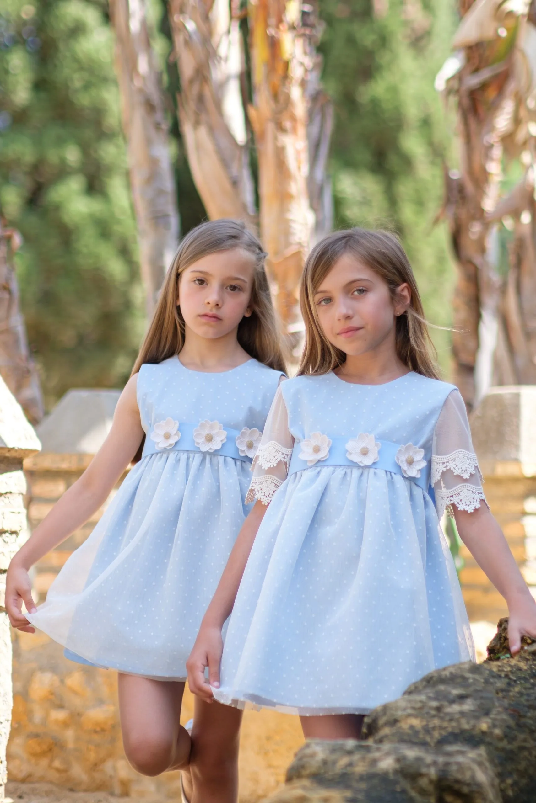 Vestido Niña Celeste Ceremonia Manga francesa by Nekenia