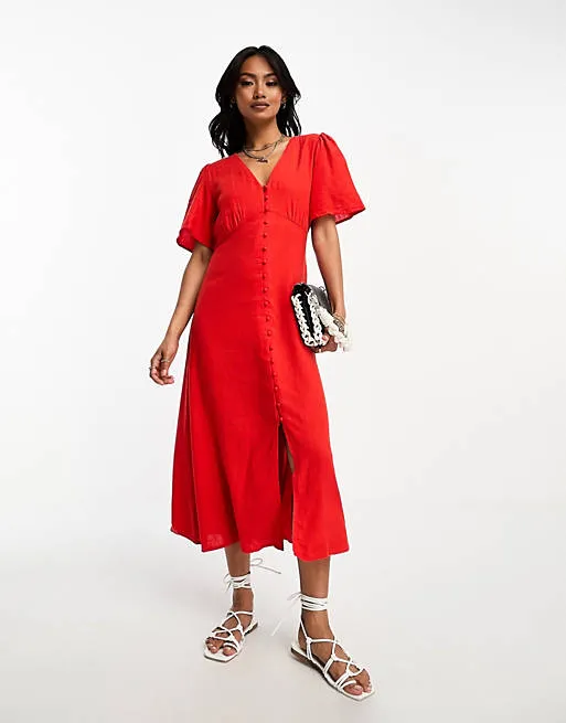 vestido rojo mango