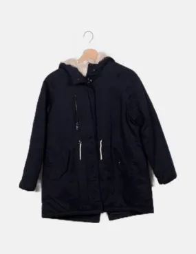 Zara Parka azul marino pelo capucha